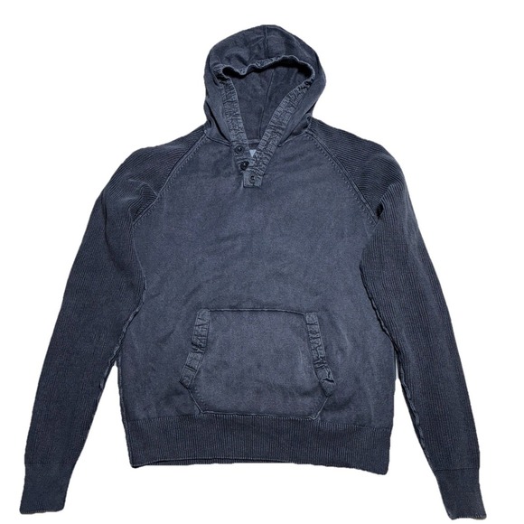 BKE Buckle Sweater Men's XL Gray Vintage Wash Athletic Fit Hooded Buttons *spots - Picture 2 of 11